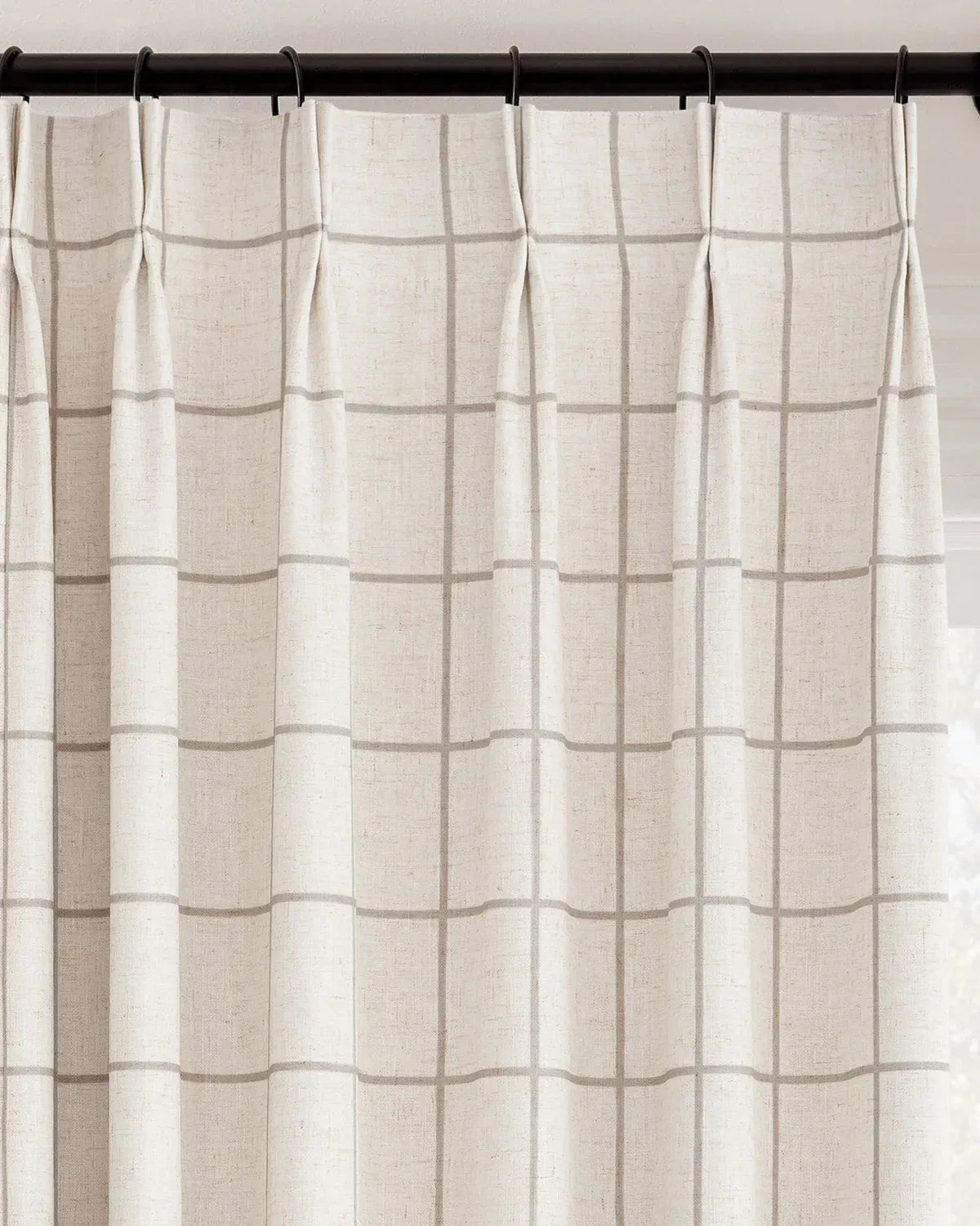 Plaid Linen Blend Pinch Pleat Curtains