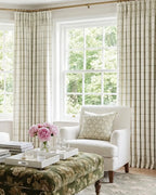 Plaid Linen Blend Pinch Pleat Curtains