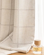 Plaid Linen Blend Pinch Pleat Curtains