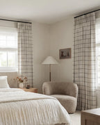 Plaid Linen Blend Pinch Pleat Curtains