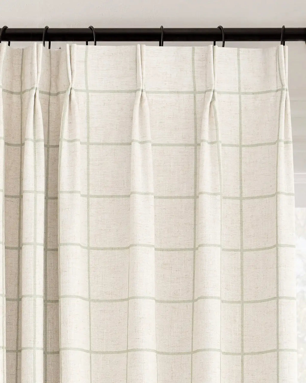 Plaid Linen Blend Pinch Pleat Curtains