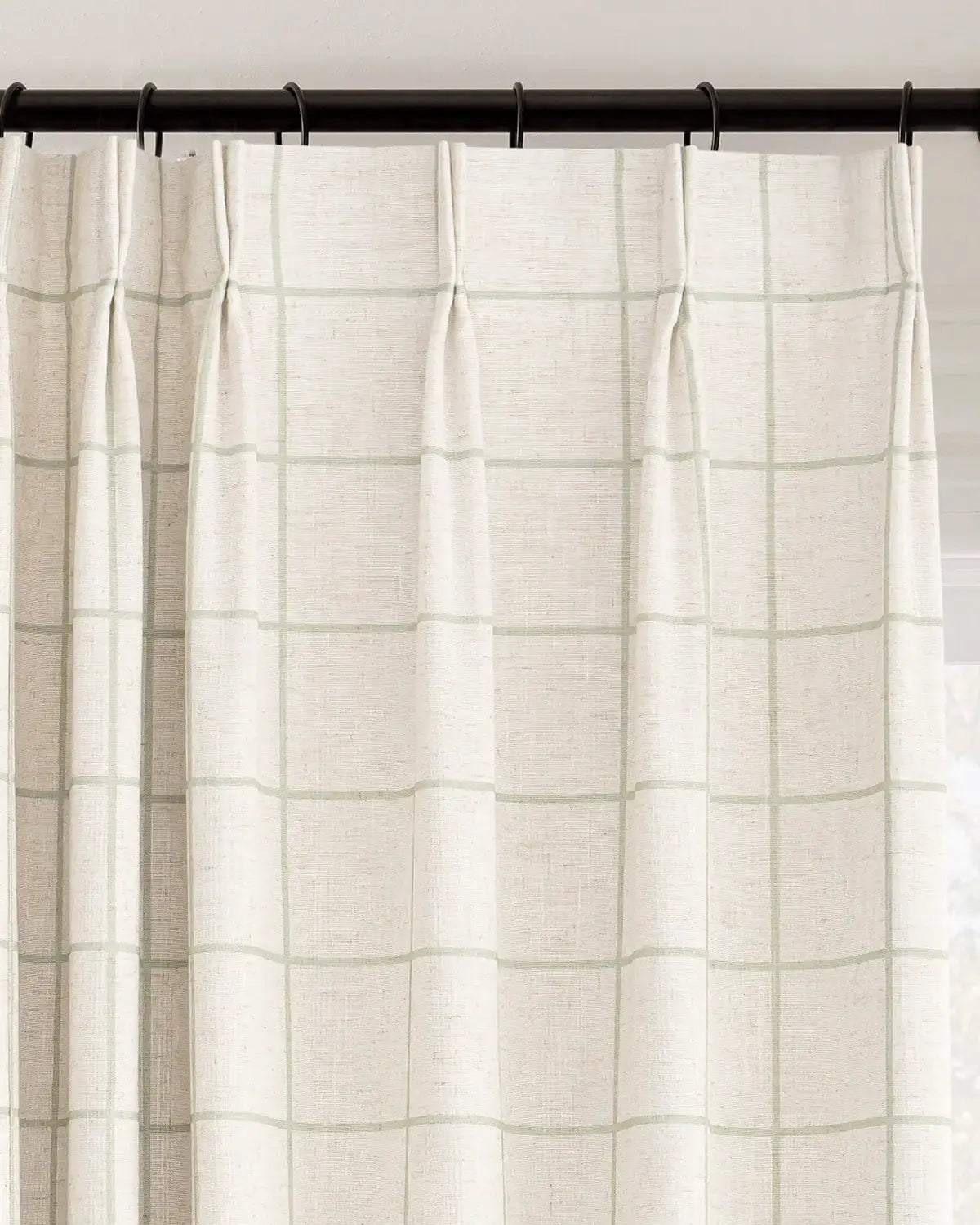 Plaid Linen Blend Pinch Pleat Curtains