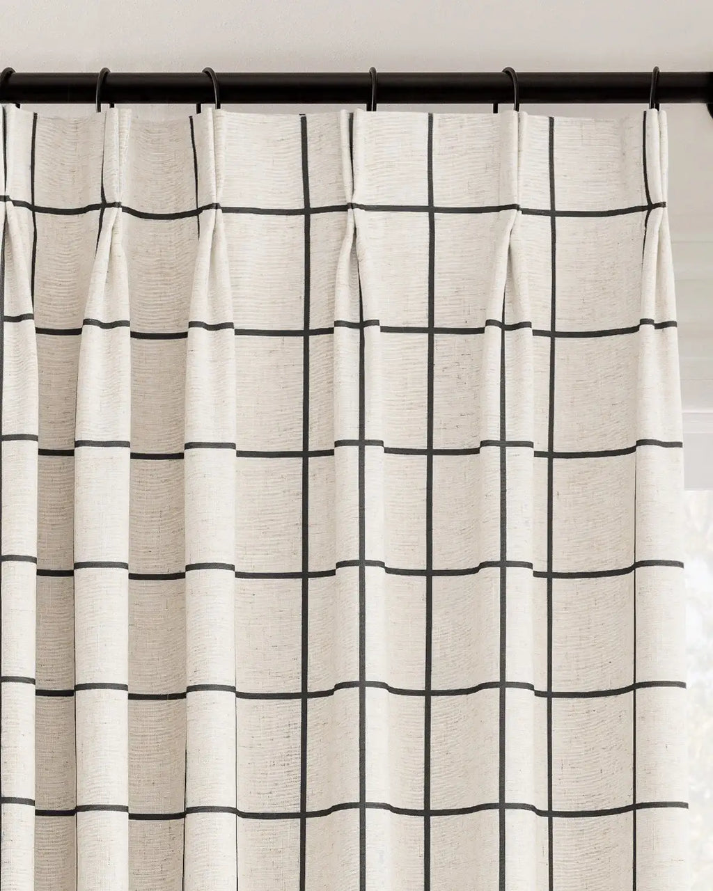 Plaid Linen Blend Pinch Pleat Curtains