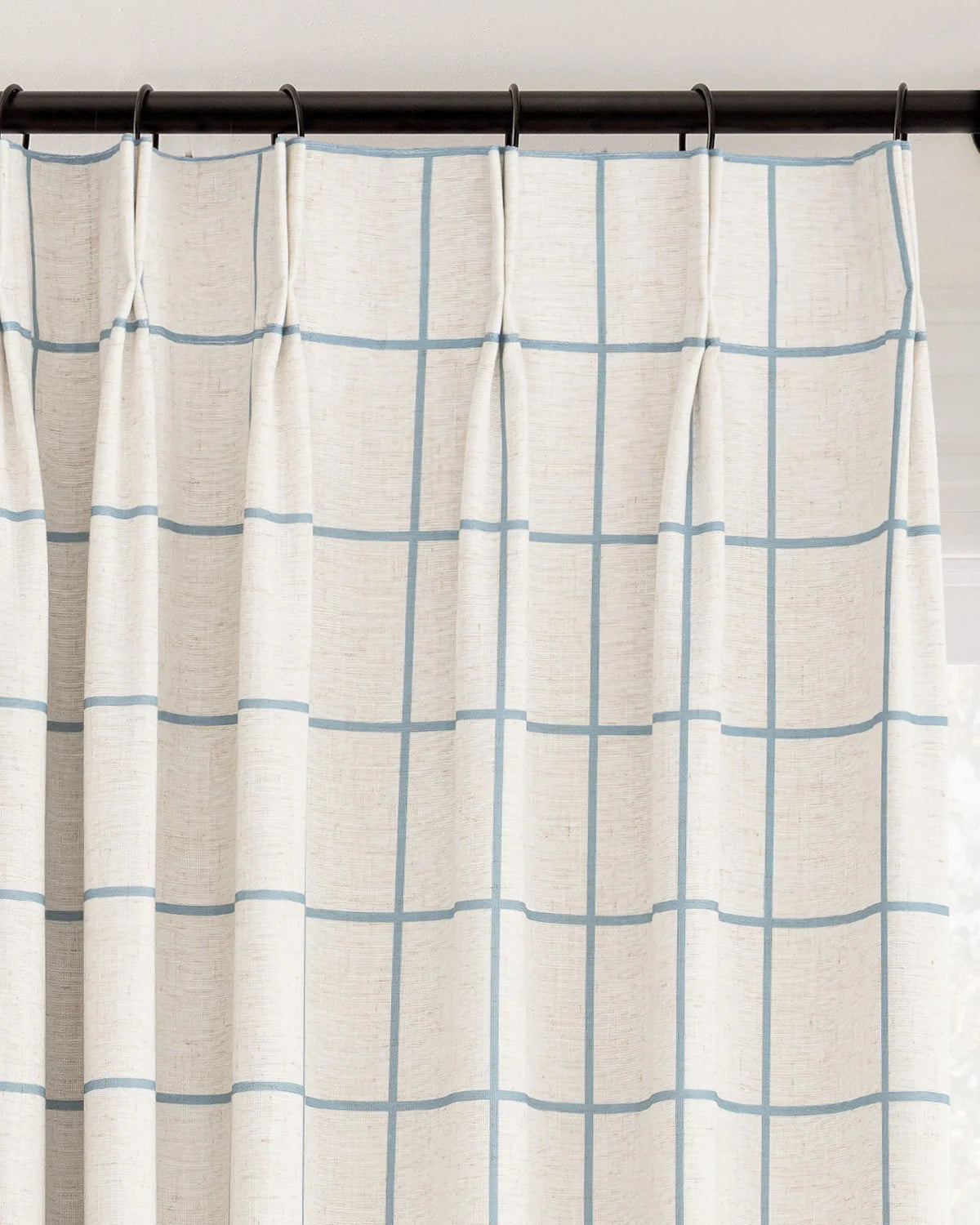 Plaid Linen Blend Pinch Pleat Curtains