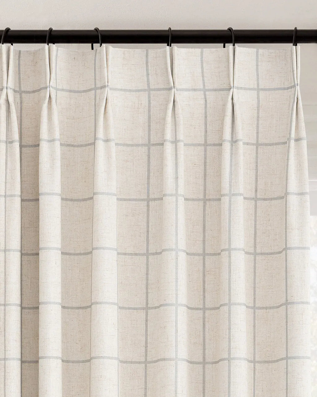 Plaid Linen Blend Pinch Pleat Curtains
