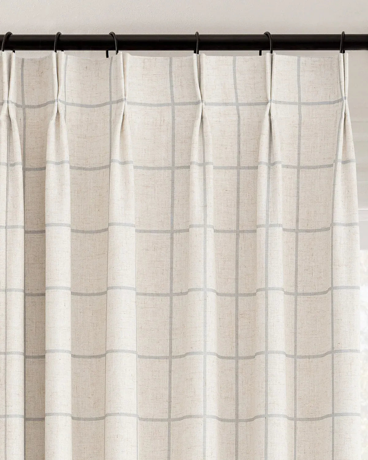Plaid Linen Blend Pinch Pleat Curtains