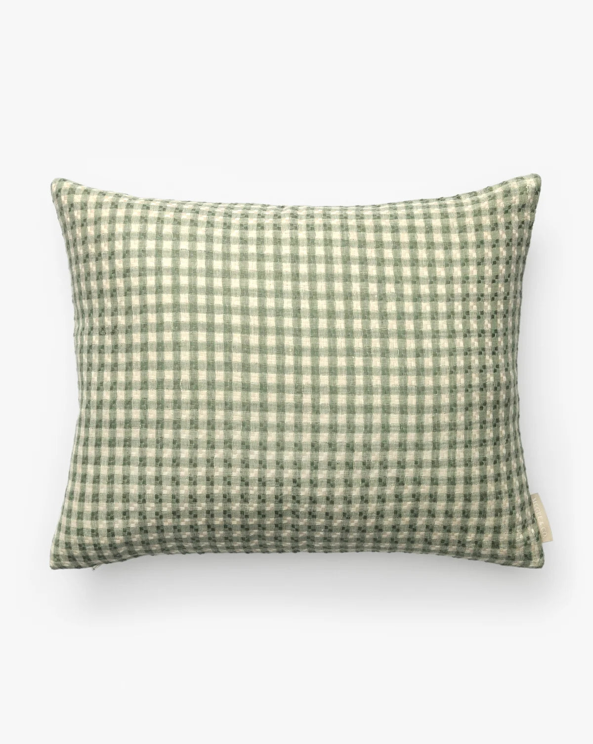Plaid Linen Pillow Cover with Textured Pattern for Green or Brown Decorative Pillow Styling — Green