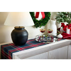 Plaid Linen Table Runner in White or Black, 14-Inch Width with Lengths from 36 to 156 Inches