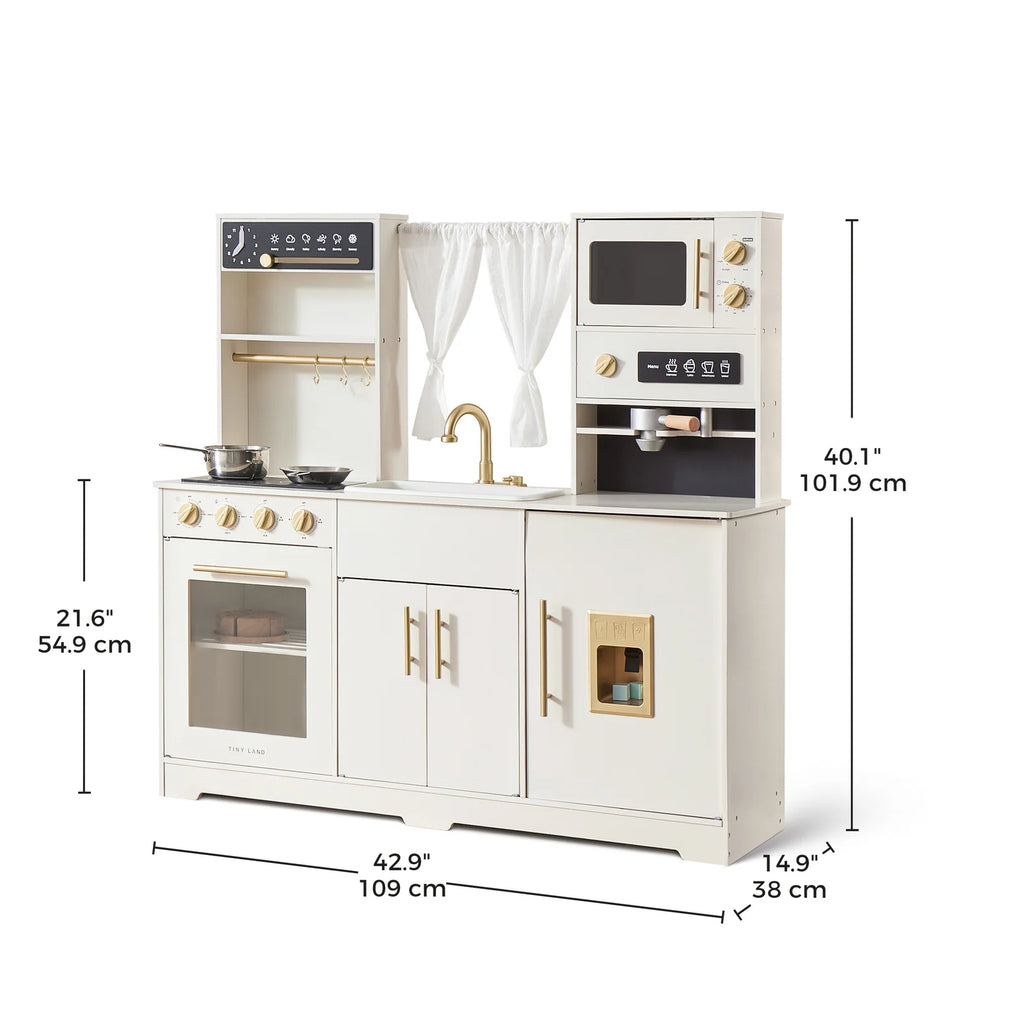 Play Kitchen with Running Water, Pretend Oven, Microwave, Coffee Station, Storage, Clock and Weather Dial