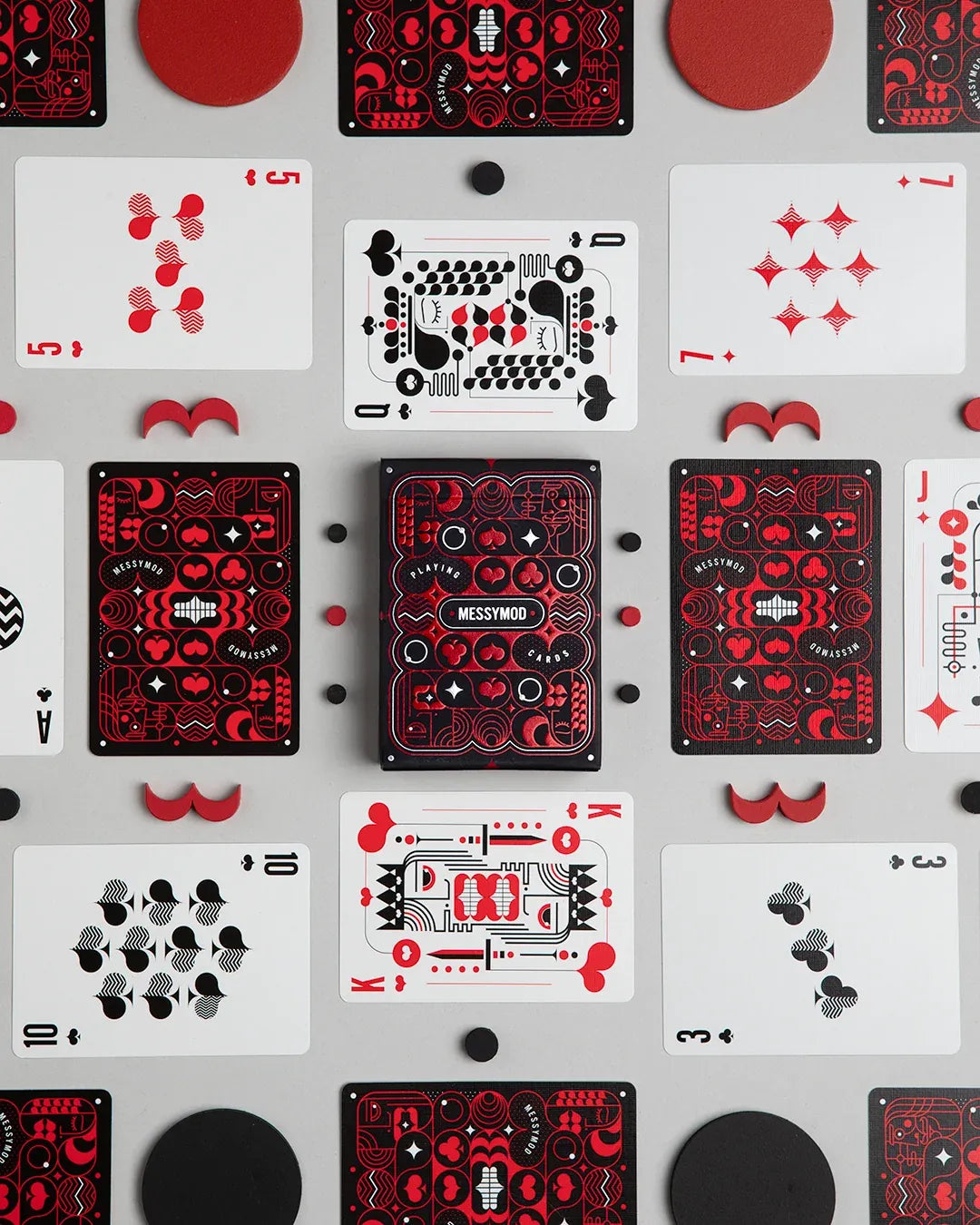 Playing Cards with Custom Minimal Modern Graphic Design for Standard Card Games and Creative Home Play