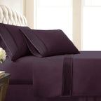 Pleated Microfiber Bed Sheet Set with 21-Inch Extra Deep Pockets for a Soft and Coordinated Bedroom — Purple / King