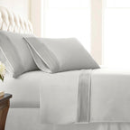 Pleated Microfiber Bed Sheet Set with 21-Inch Extra Deep Pockets for a Soft and Coordinated Bedroom — Light Grey / Split King