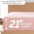 Pleated Microfiber Bed Sheet Set with 21-Inch Extra Deep Pockets for a Soft and Coordinated Bedroom — Pastel Pink / King
