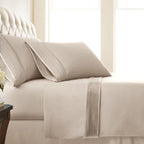 Pleated Microfiber Bed Sheet Set with 21-Inch Extra Deep Pockets for a Soft and Coordinated Bedroom — Bone / Twin XL