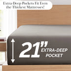 Pleated Microfiber Bed Sheet Set with 21-Inch Extra Deep Pockets for a Soft and Coordinated Bedroom — Dark Taupe / King