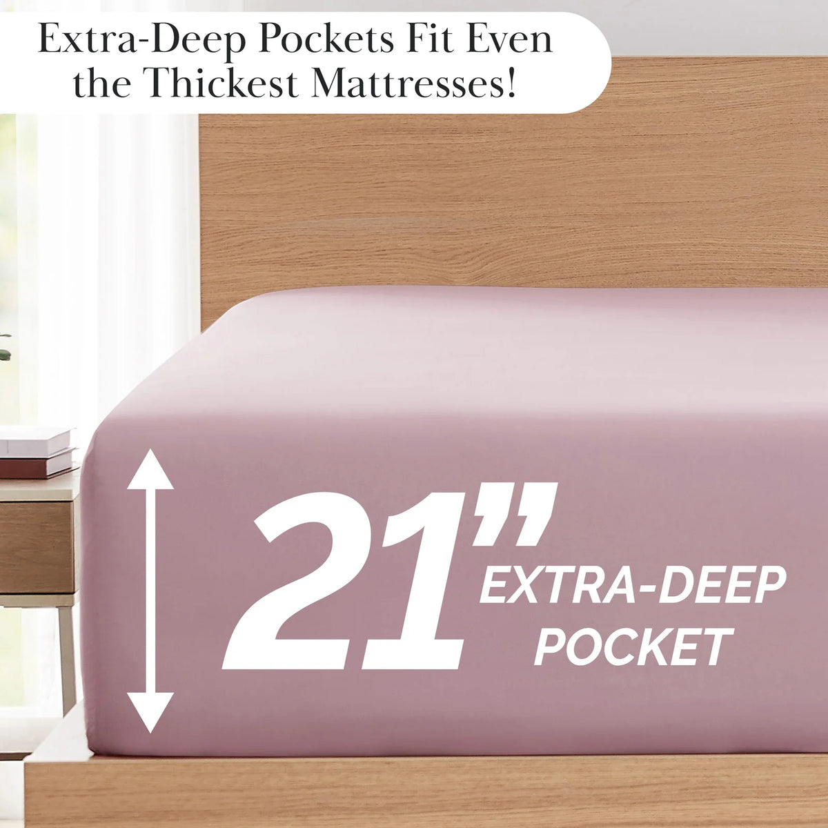 Pleated Microfiber Bed Sheet Set with 21-Inch Extra Deep Pockets for a Soft and Coordinated Bedroom — Lavender / Queen