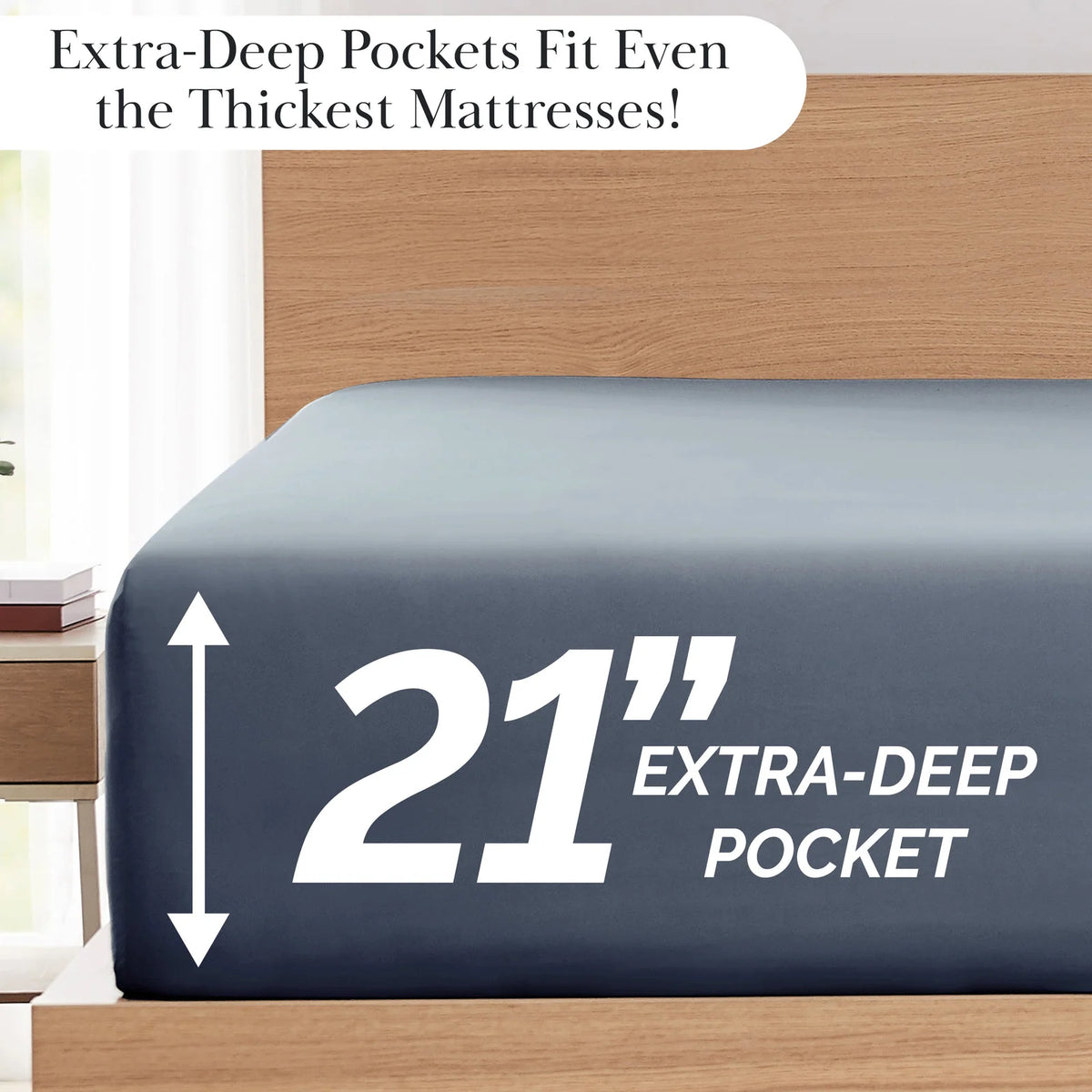 Pleated Microfiber Bed Sheet Set with 21-Inch Extra Deep Pockets for a Soft and Coordinated Bedroom — Slate Blue / Twin XL
