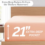 Pleated Microfiber Bed Sheet Set with 21-Inch Extra Deep Pockets for a Soft and Coordinated Bedroom — Blush / Split King