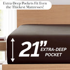 Pleated Microfiber Bed Sheet Set with 21-Inch Extra Deep Pockets for a Soft and Coordinated Bedroom — Brown / Twin