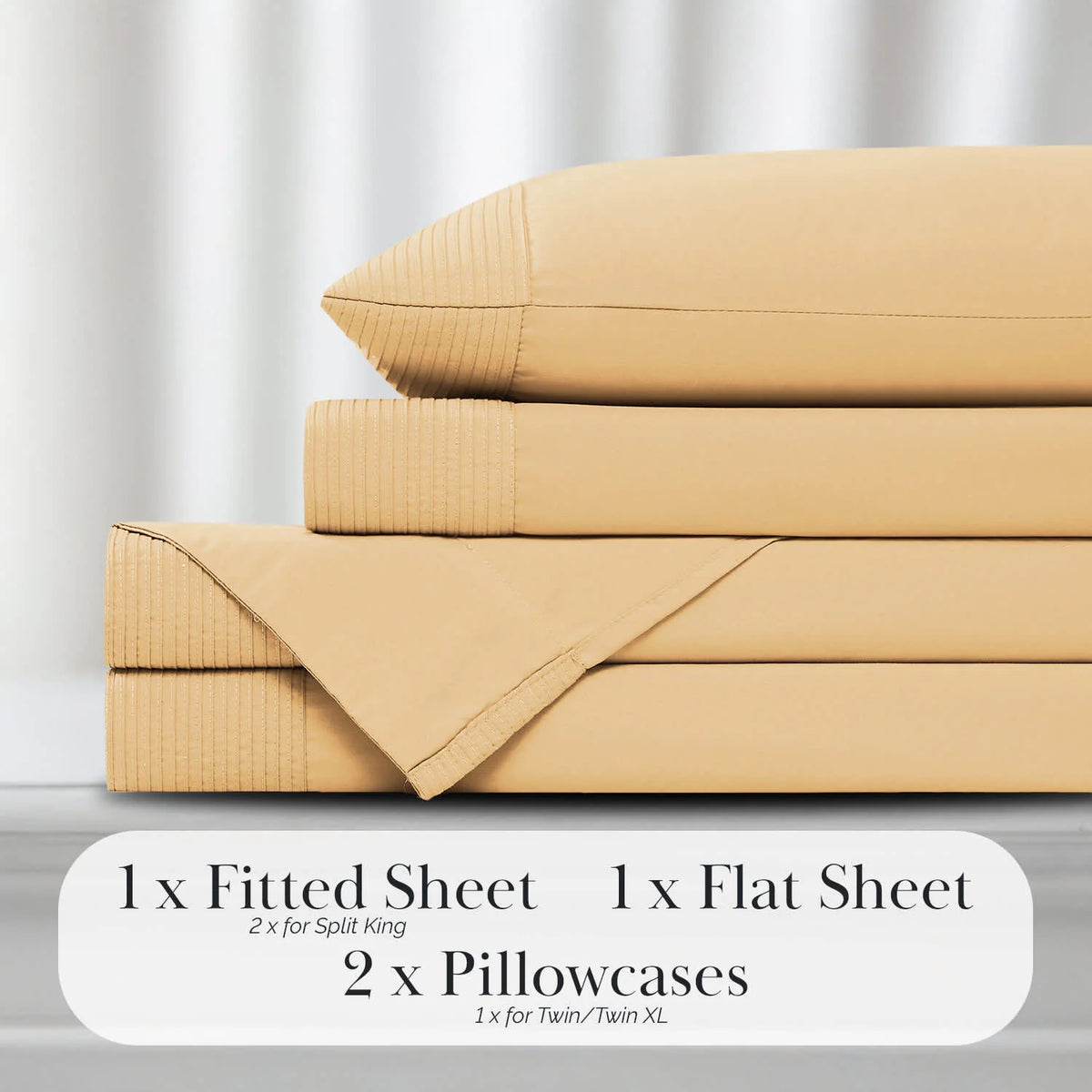 Pleated Microfiber Bed Sheet Set with 21-Inch Extra Deep Pockets for a Soft and Coordinated Bedroom