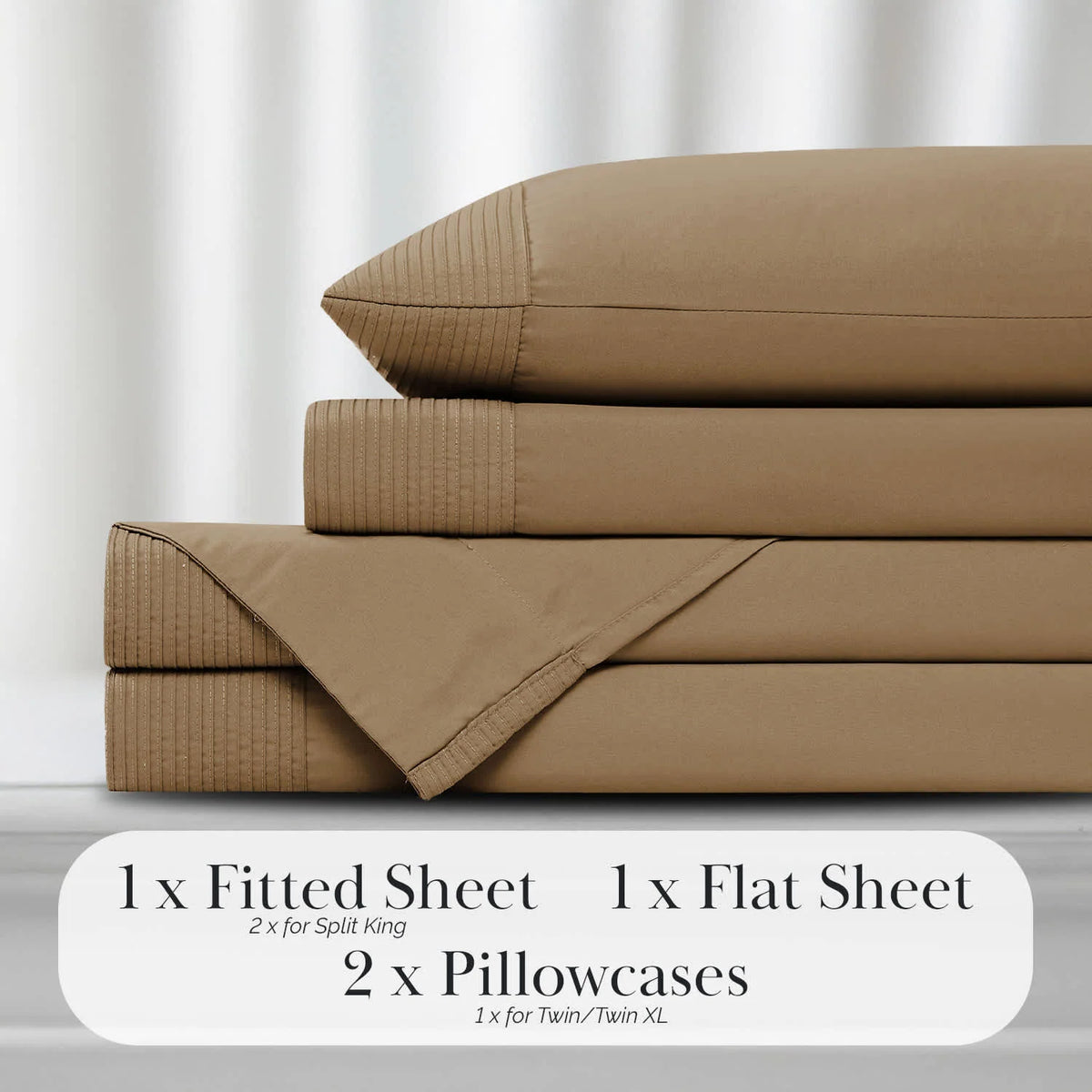 Pleated Microfiber B — Taupe / Twin / Taupe / Twin XL / Taupe / Full / Taupe / Queen / Taupe / King / Taupe / Split King / Ta