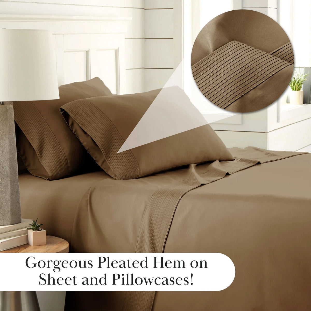 Pleated Microfiber Bed Sheet Set with 21-Inch Extra Deep Pockets for a Soft and Coordinated Bedroom