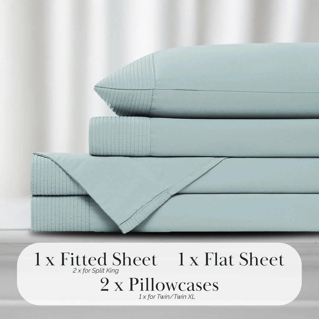 Pleated Microfiber Bed Sheet Set with 21-Inch Extra Deep Pockets for a Soft and Coordinated Bedroom