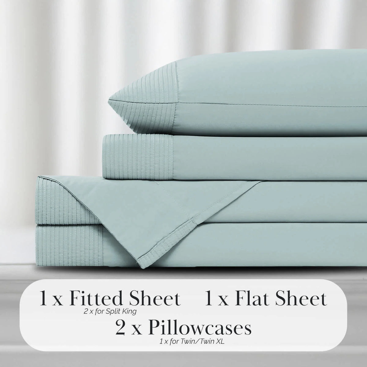 Pleated Microfiber Bed Sheet Set with 21-Inch Extra Deep Pockets for a Soft and Coordinated Bedroom