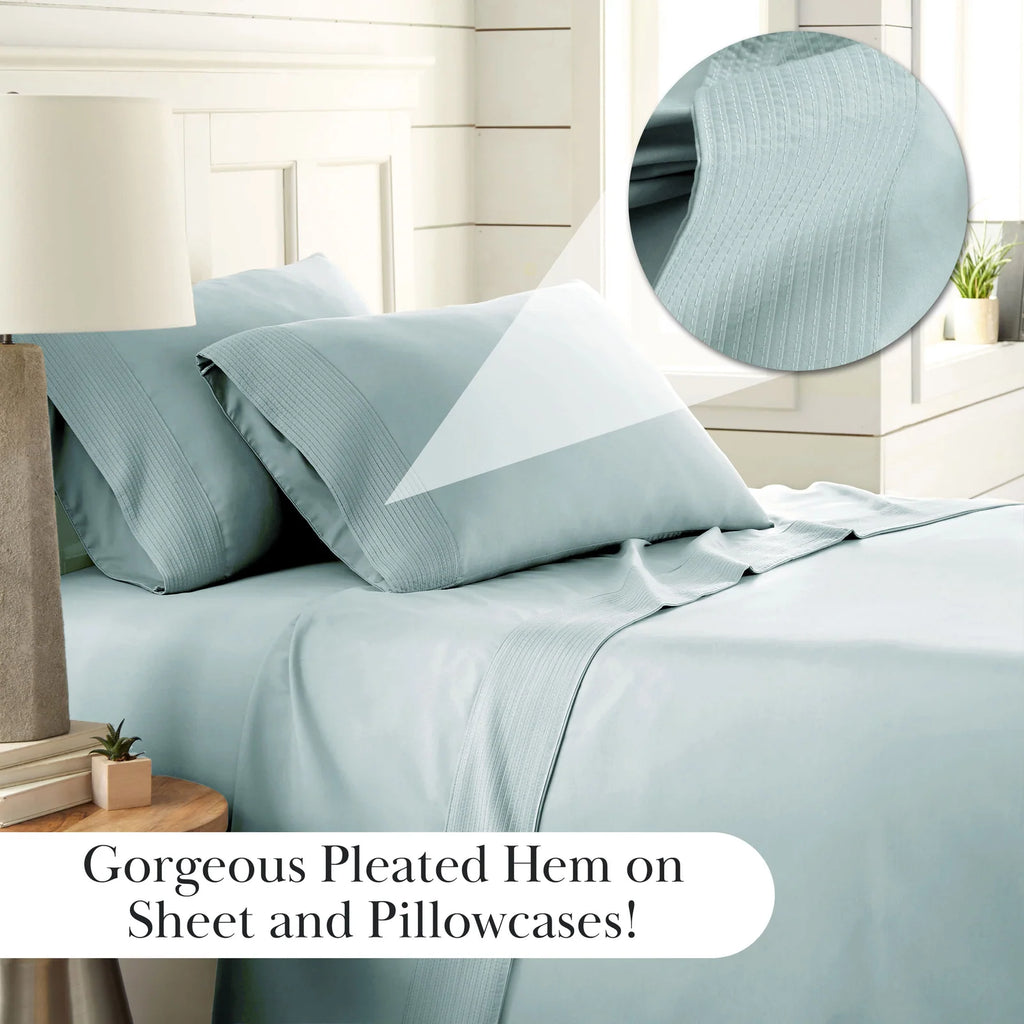Pleated Microfiber Bed Sheet Set with 21-Inch Extra Deep Pockets for a Soft and Coordinated Bedroom