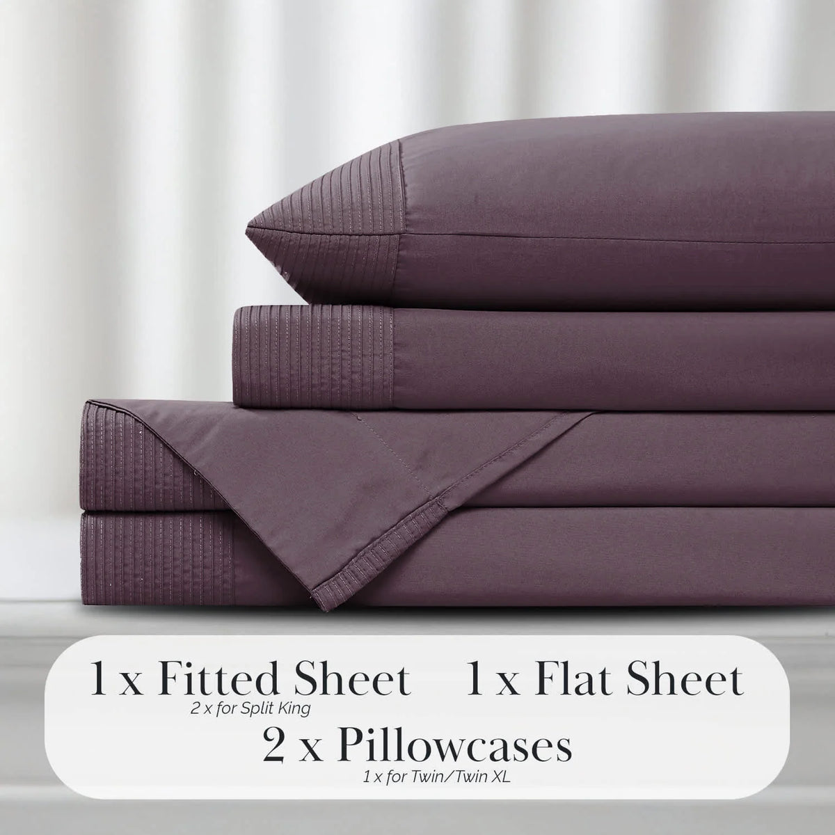 Pleated Microfiber Bed Sheet Set with 21-Inch Extra Deep Pockets for a Soft and Coordinated Bedroom