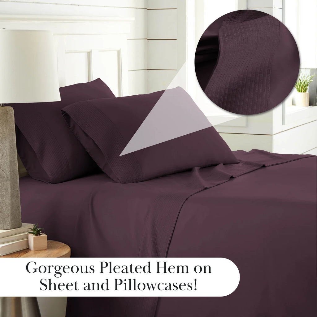 Pleated Microfiber Bed Sheet Set with 21-Inch Extra Deep Pockets for a Soft and Coordinated Bedroom