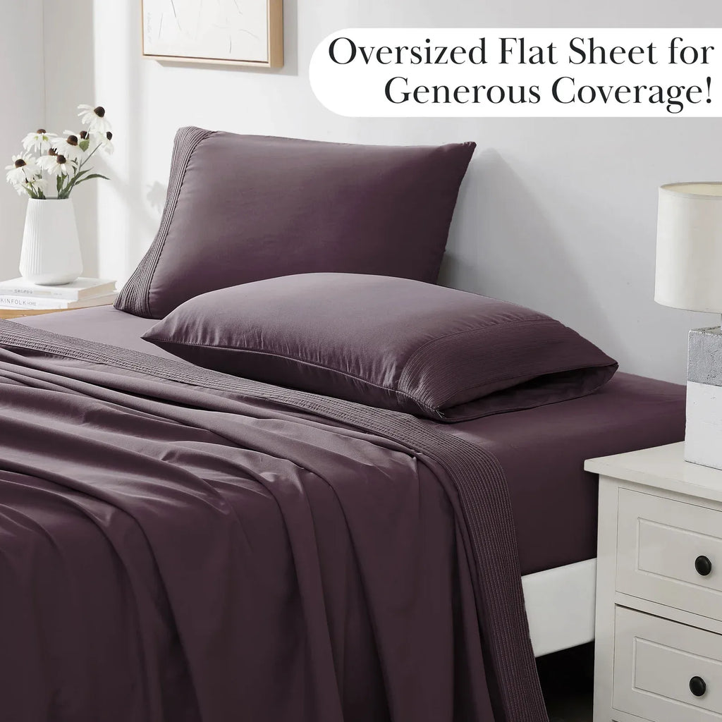 Pleated Microfiber Bed Sheet Set with 21-Inch Extra Deep Pockets for a Soft and Coordinated Bedroom