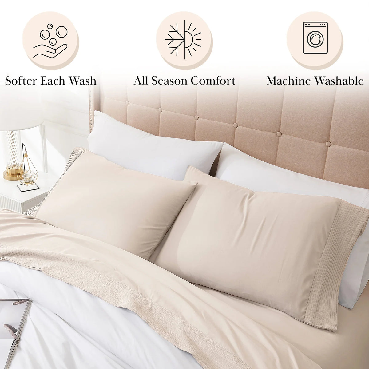 Pleated Microfiber Bed Sheet Set with 21-Inch Extra Deep Pockets for a Soft and Coordinated Bedroom