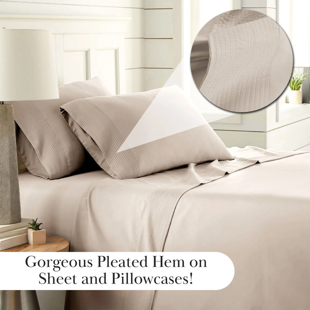 Pleated Microfiber Bed Sheet Set with 21-Inch Extra Deep Pockets for a Soft and Coordinated Bedroom