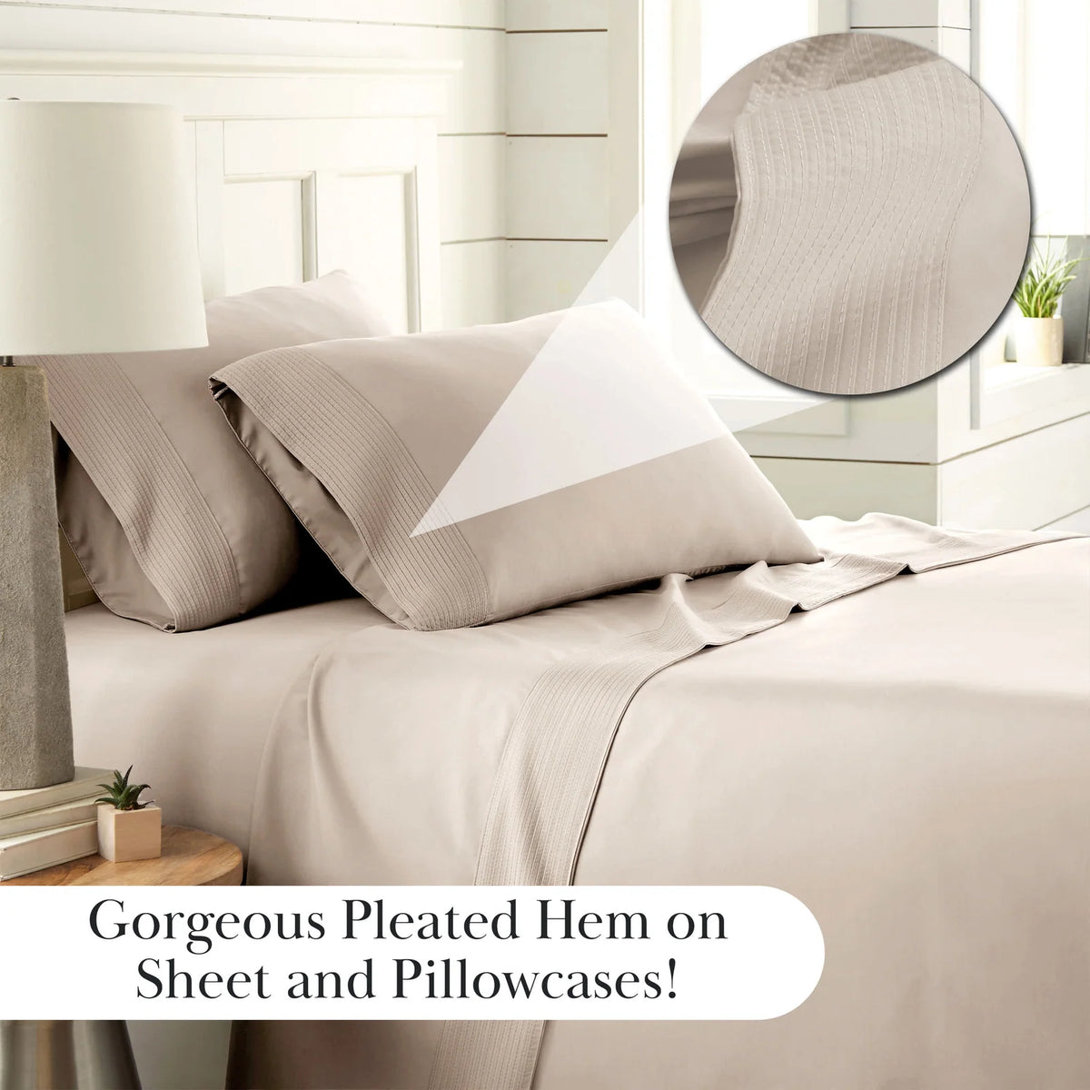 Pleated Microfiber Bed Sheet Set with 21-Inch Extra Deep Pockets for a Soft and Coordinated Bedroom