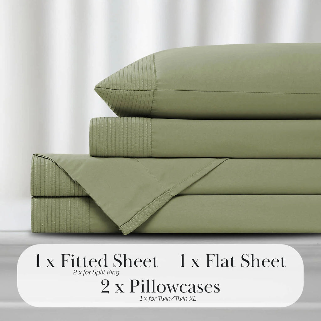 Pleated Microfiber Bed Sheet Set with 21-Inch Extra Deep Pockets for a Soft and Coordinated Bedroom