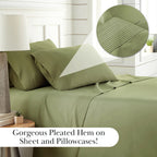 Pleated Microfiber Bed Sheet Set with 21-Inch Extra Deep Pockets for a Soft and Coordinated Bedroom