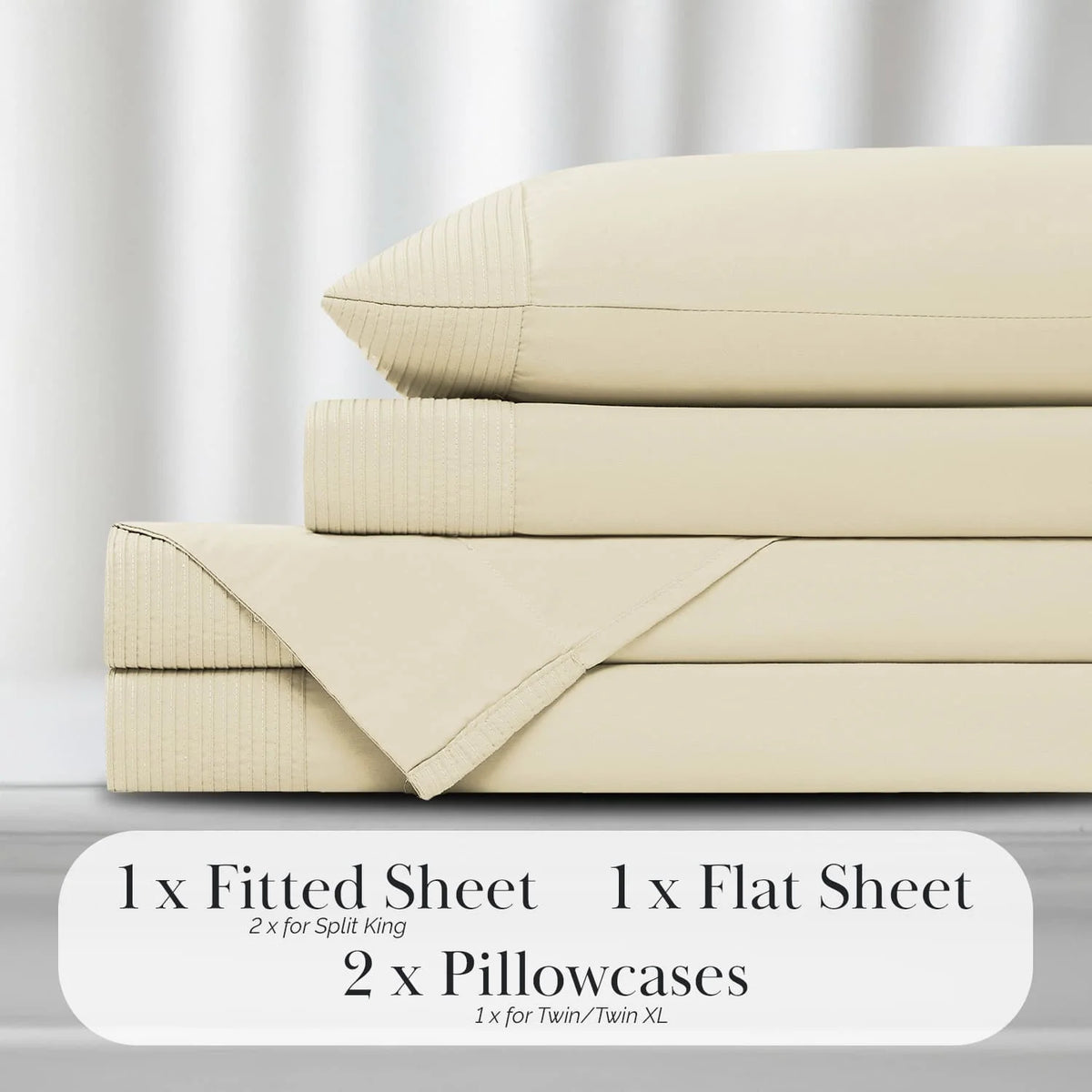 Pleated Microfiber Bed Sheet Set with 21-Inch Extra Deep Pockets for a Soft and Coordinated Bedroom