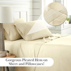 Pleated Microfiber Bed Sheet Set with 21-Inch Extra Deep Pockets for a Soft and Coordinated Bedroom