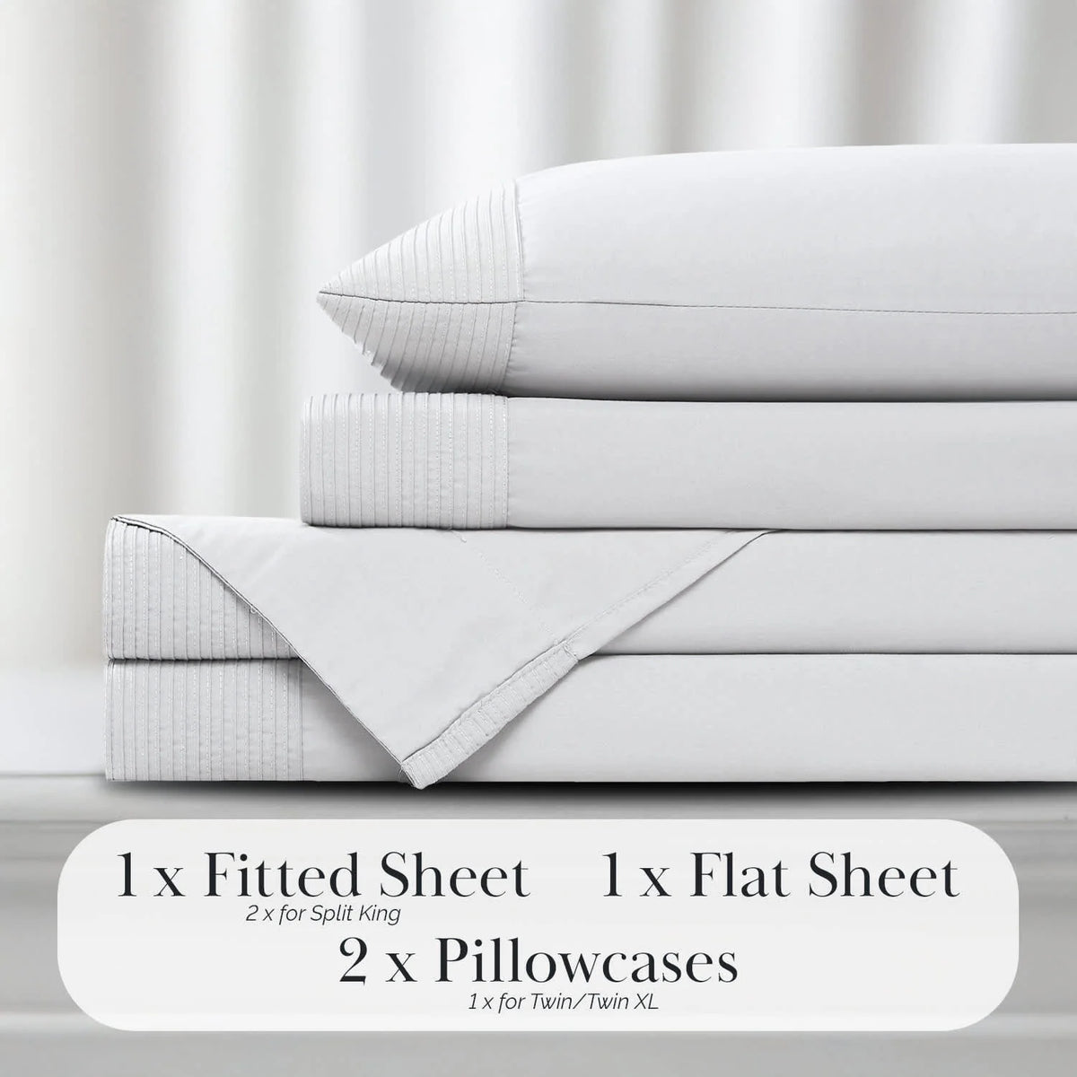 Pleated Microfiber Bed Sheet Set with 21-Inch Extra Deep Pockets for a Soft and Coordinated Bedroom