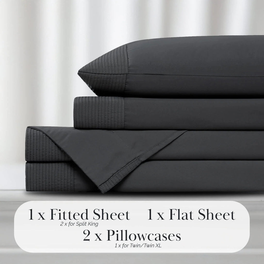 Pleated Microfiber Bed Sheet Set with 21-Inch Extra Deep Pockets for a Soft and Coordinated Bedroom