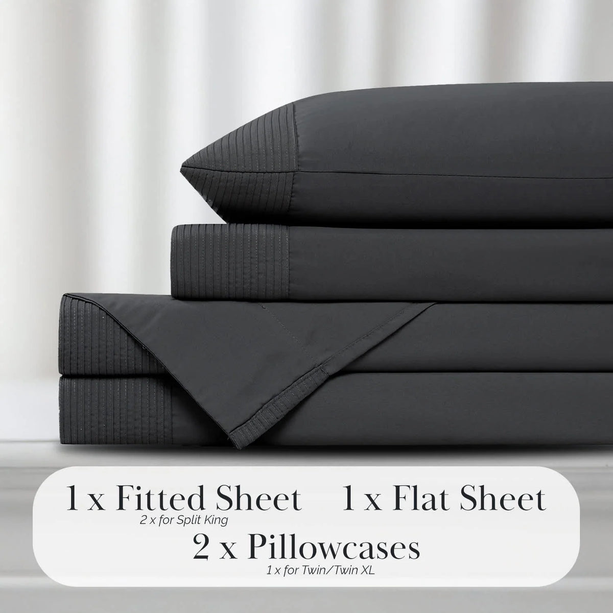 Pleated Microfiber Bed Sheet Set with 21-Inch Extra Deep Pockets for a Soft and Coordinated Bedroom
