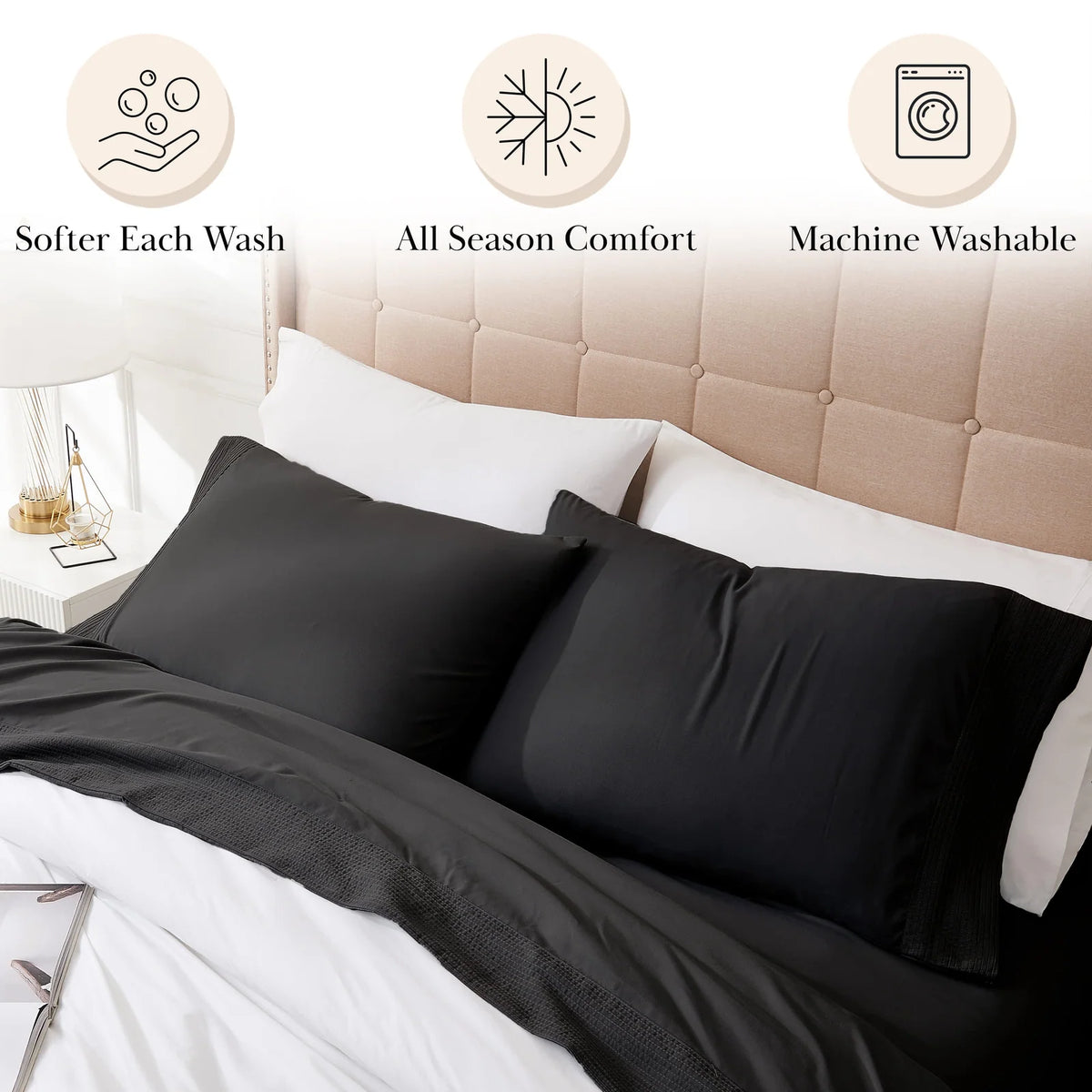 Pleated Microfiber Bed Sheet Set with 21-Inch Extra Deep Pockets for a Soft and Coordinated Bedroom