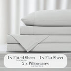Pleated Microfiber Bed Sheet Set with 21-Inch Extra Deep Pockets for a Soft and Coordinated Bedroom — Light Grey / Twin