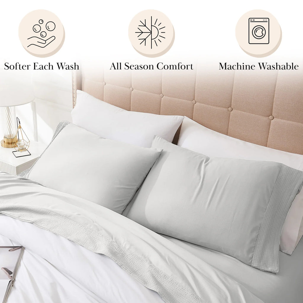 Pleated Microfiber Bed Sheet Set with 21-Inch Extra Deep Pockets for a Soft and Coordinated Bedroom