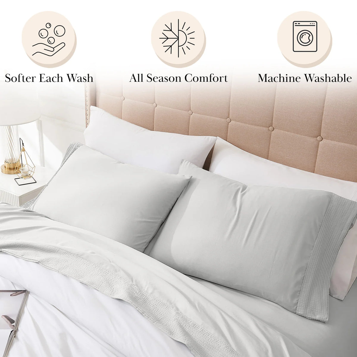 Pleated Microfiber Bed Sheet Set with 21-Inch Extra Deep Pockets for a Soft and Coordinated Bedroom