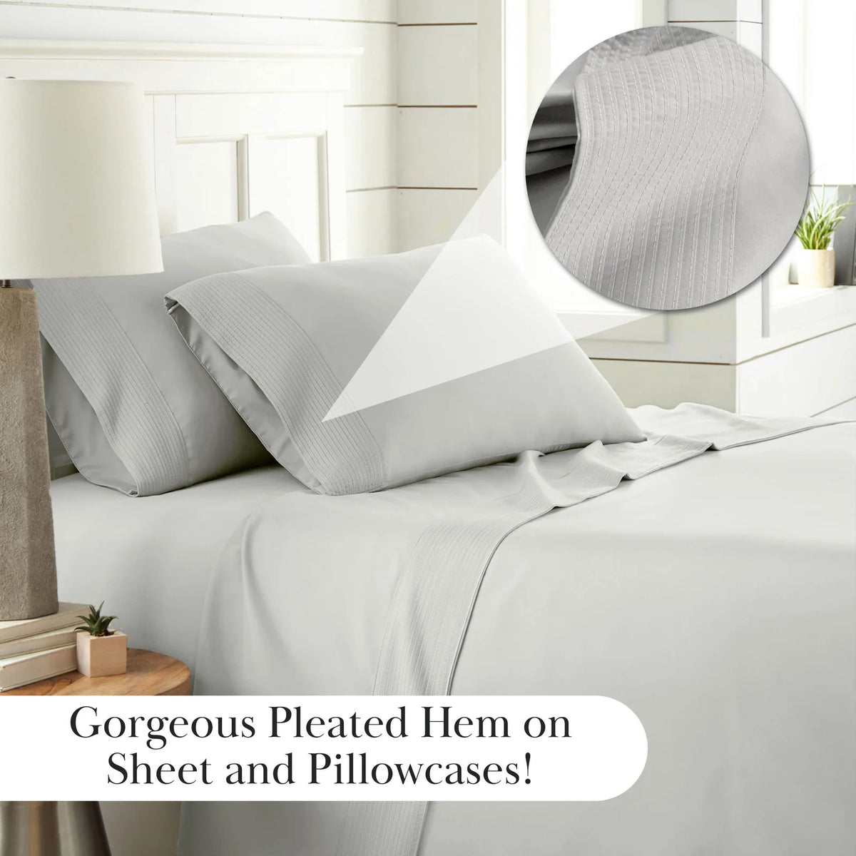 Pleated Microfiber Bed Sheet Set with 21-Inch Extra Deep Pockets for a Soft and Coordinated Bedroom