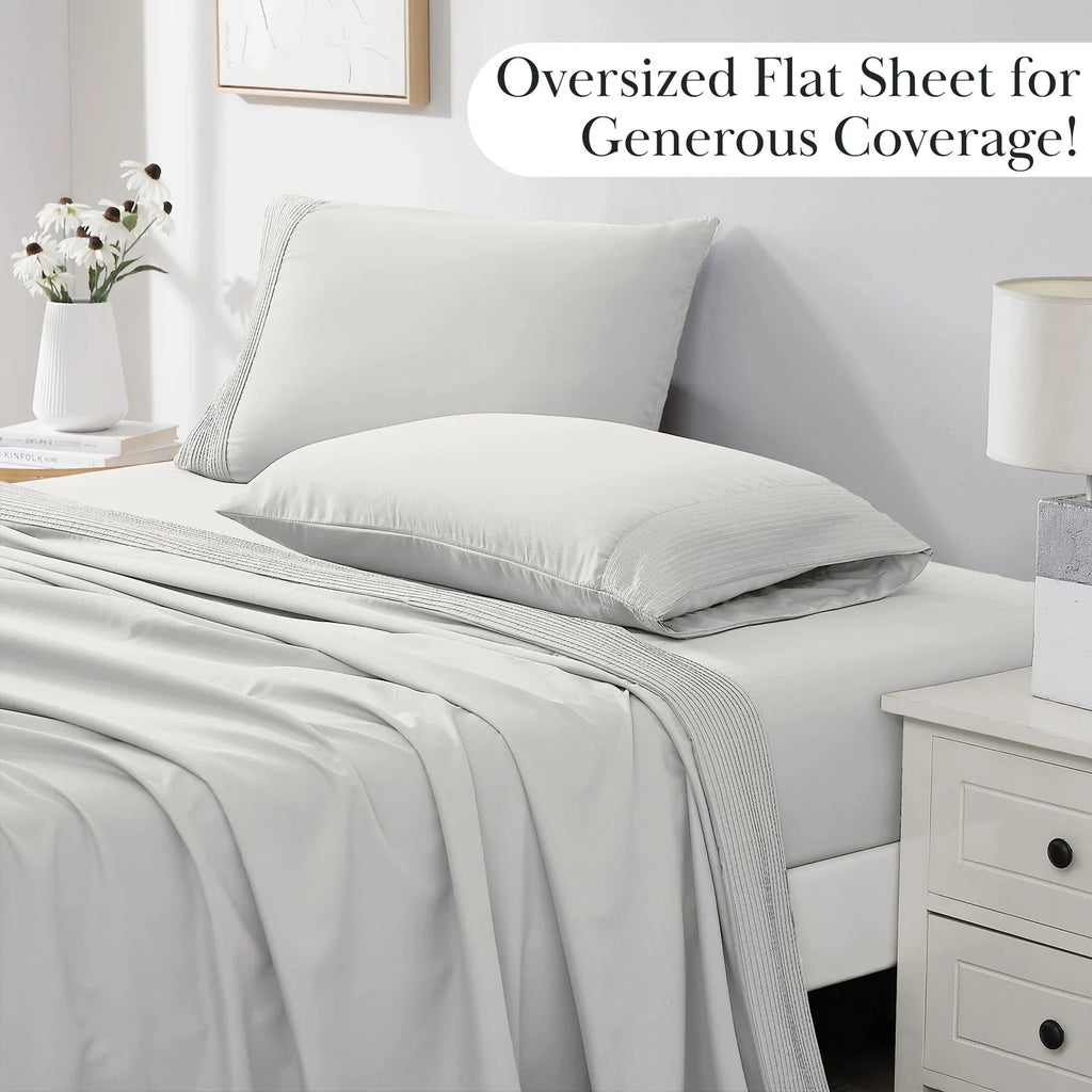 Pleated Microfiber Bed Sheet Set with 21-Inch Extra Deep Pockets for a Soft and Coordinated Bedroom