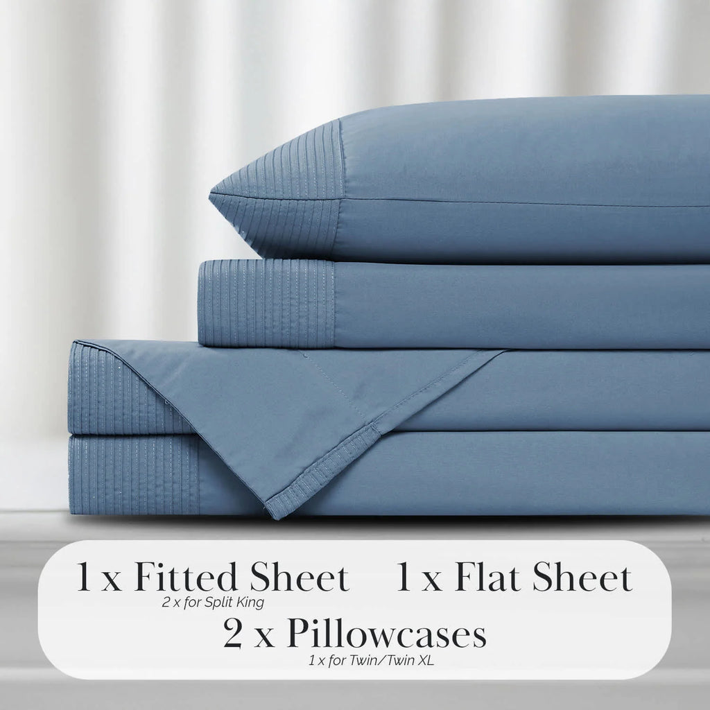 Pleated Microfiber Bed Sheet Set with 21-Inch Extra Deep Pockets for a Soft and Coordinated Bedroom