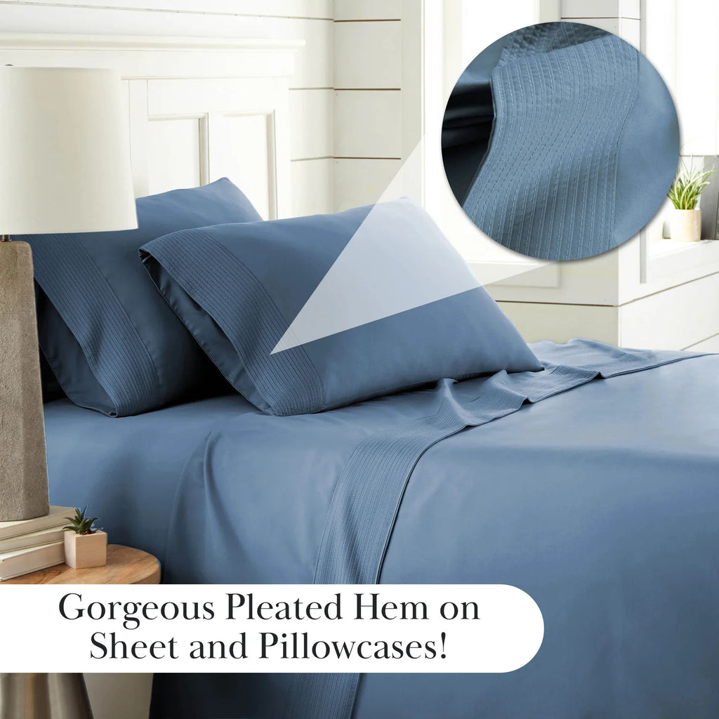Pleated Microfiber Bed Sheet Set with 21-Inch Extra Deep Pockets for a Soft and Coordinated Bedroom